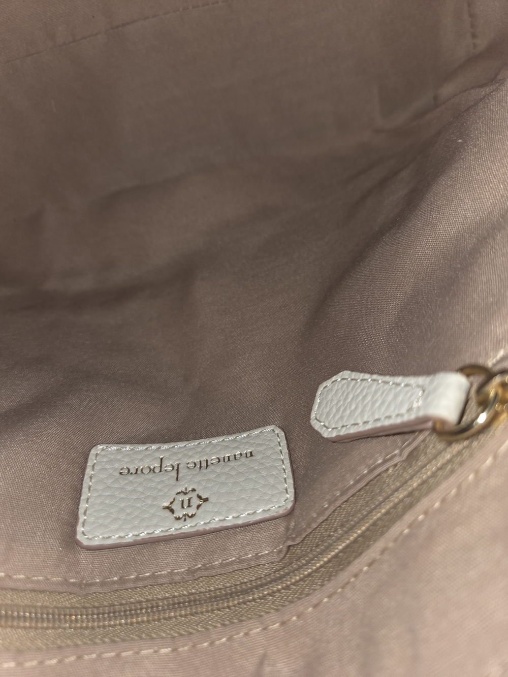 Nanette Lepore Cream Pebbled Leather Tote with Gold Hardware - Picture 8 of 8
